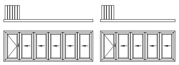 Варианты открывания панорамных складных дверей Panorama Swing-Design